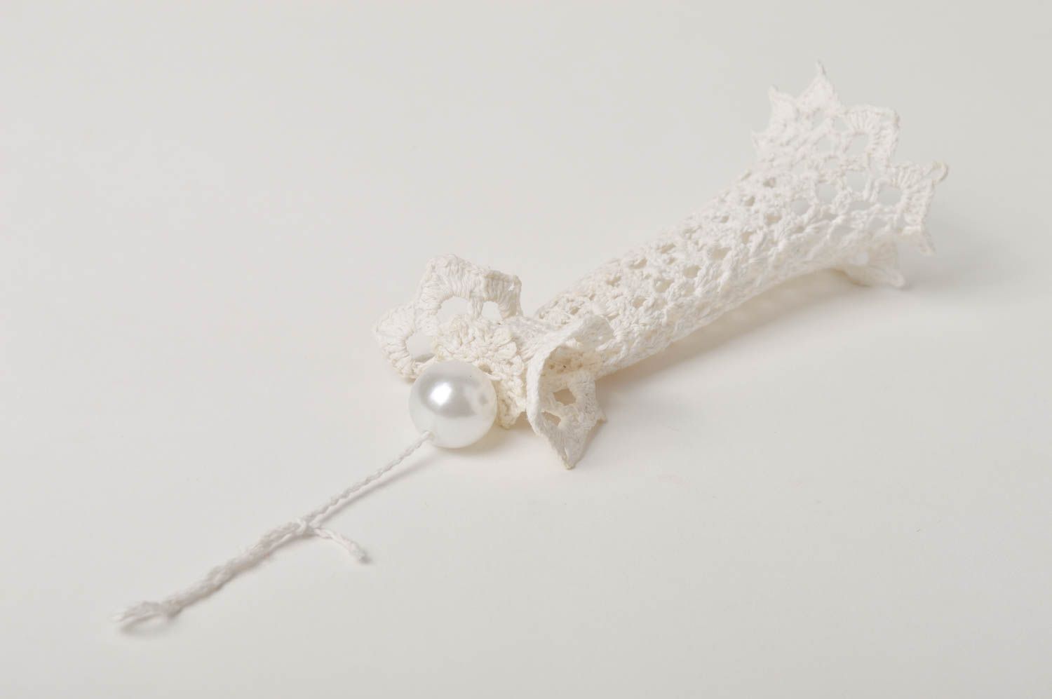 Handmade decorative pendant crocheted angel unusual Christmas accessory photo 4