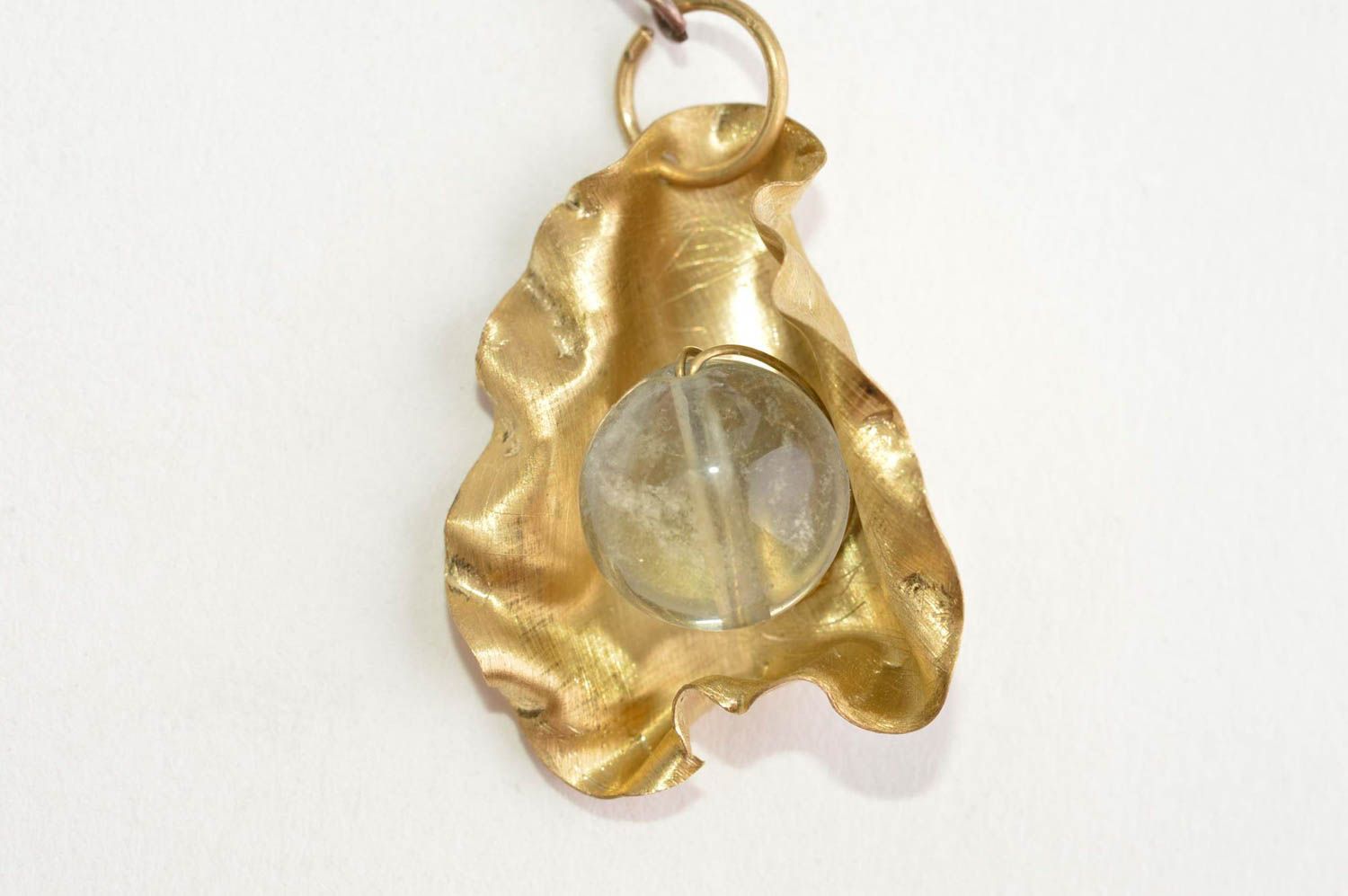 Natural stone jewelry handmade accessories brass necklace brass jewelry photo 4