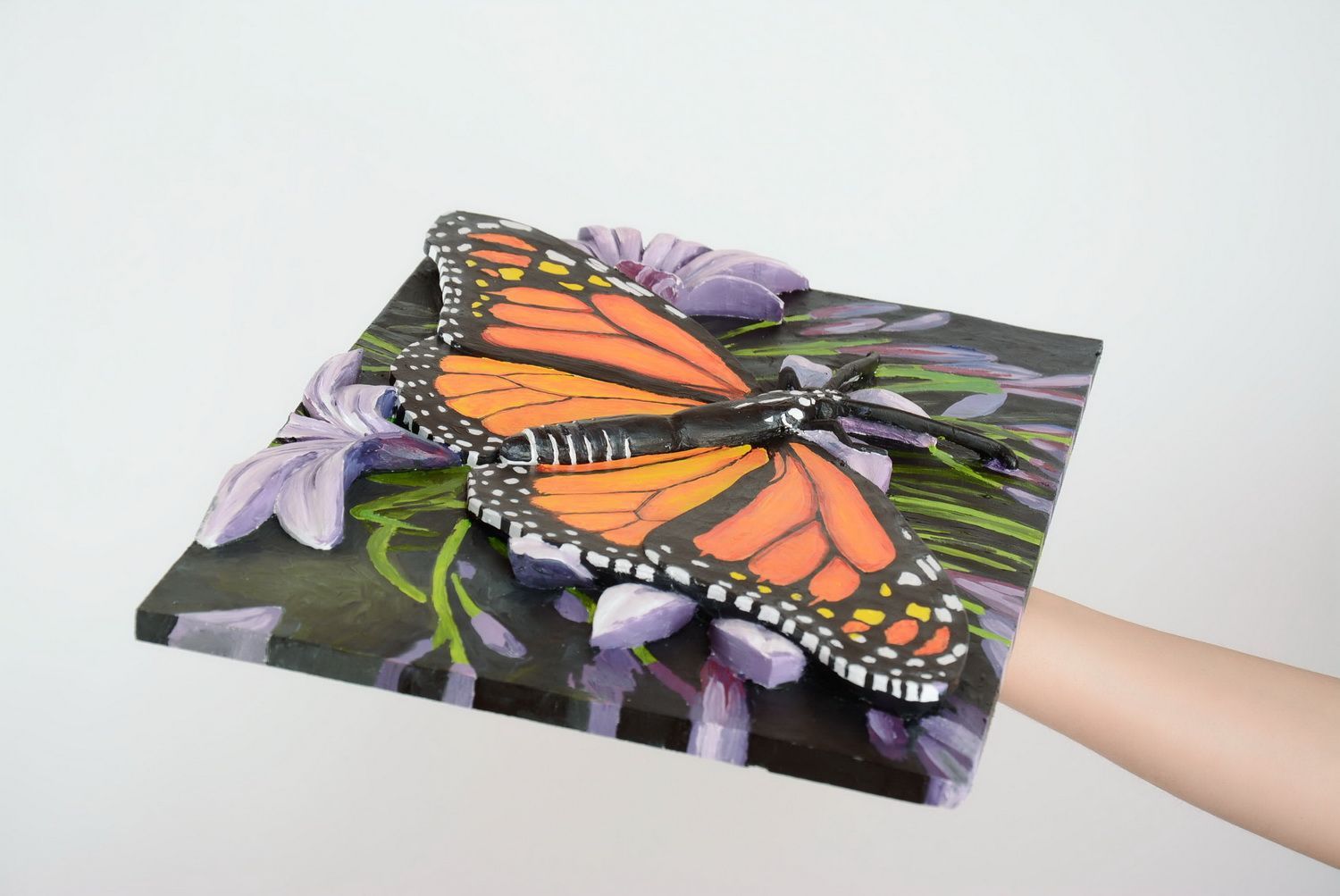 Ölgemälde orangefarbiger Schmetterling foto 2