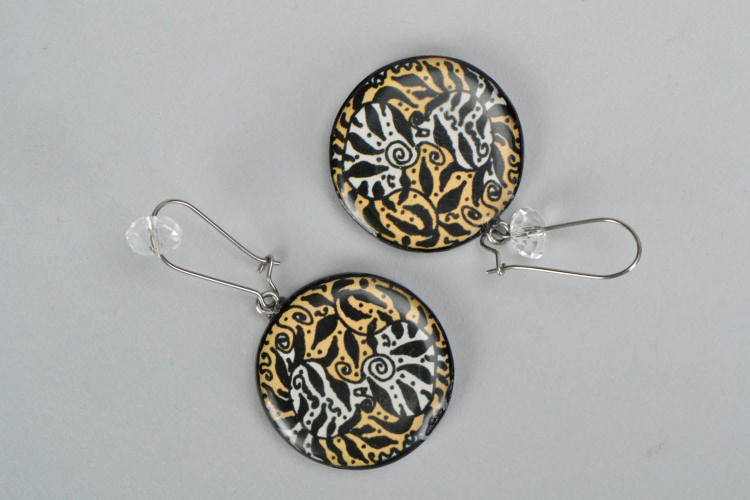 Polymer clay earrings with African motifs photo 2
