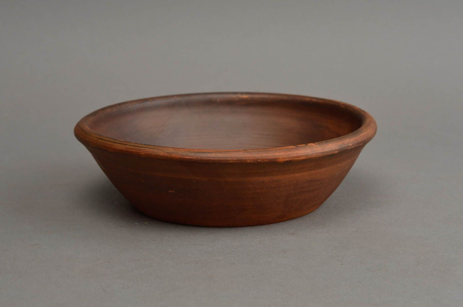 Handmade dark brown small ceramic bowl for salads and first courses photo 3