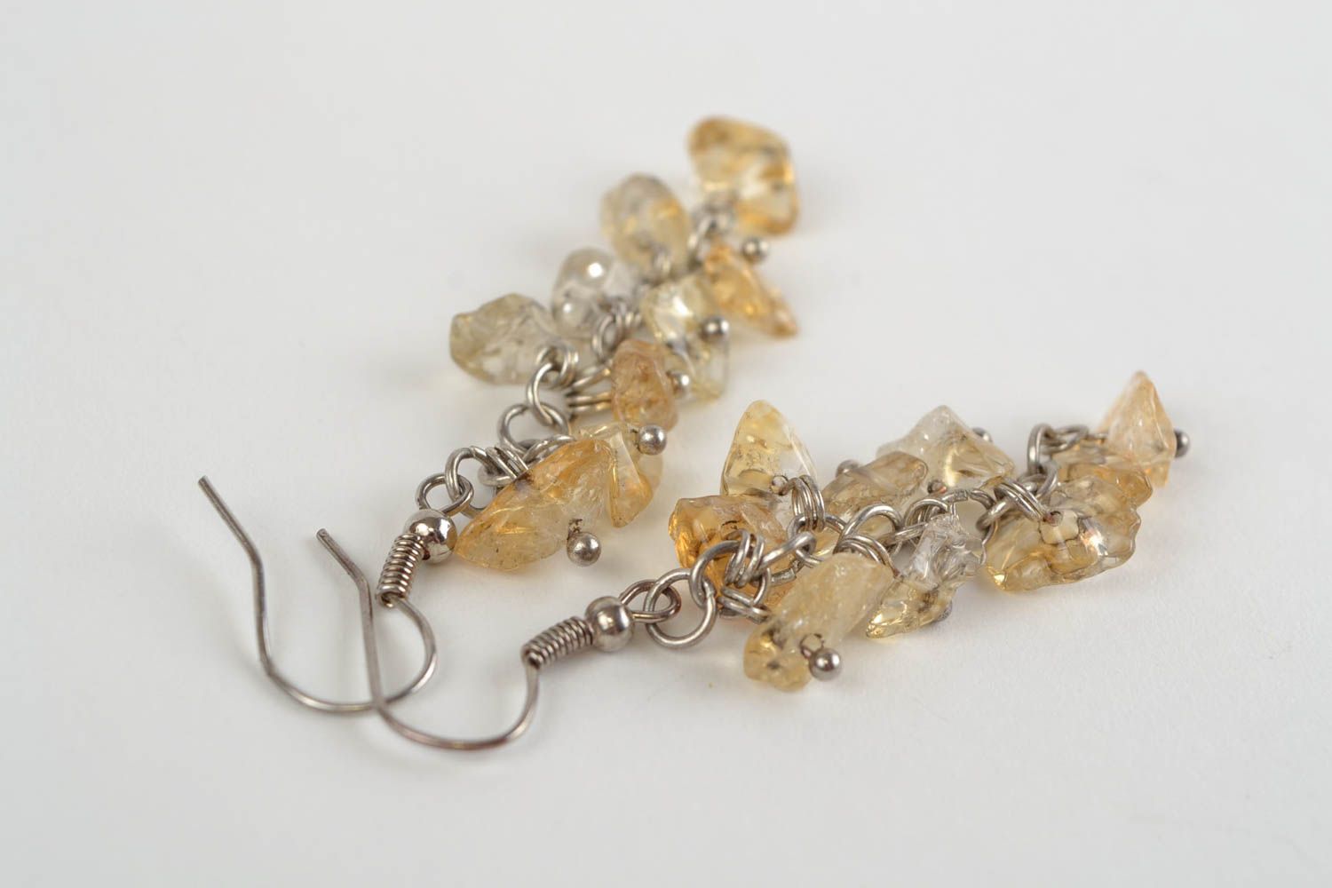 Earrings made of natural stone handmade beautiful long designer accessory photo 4