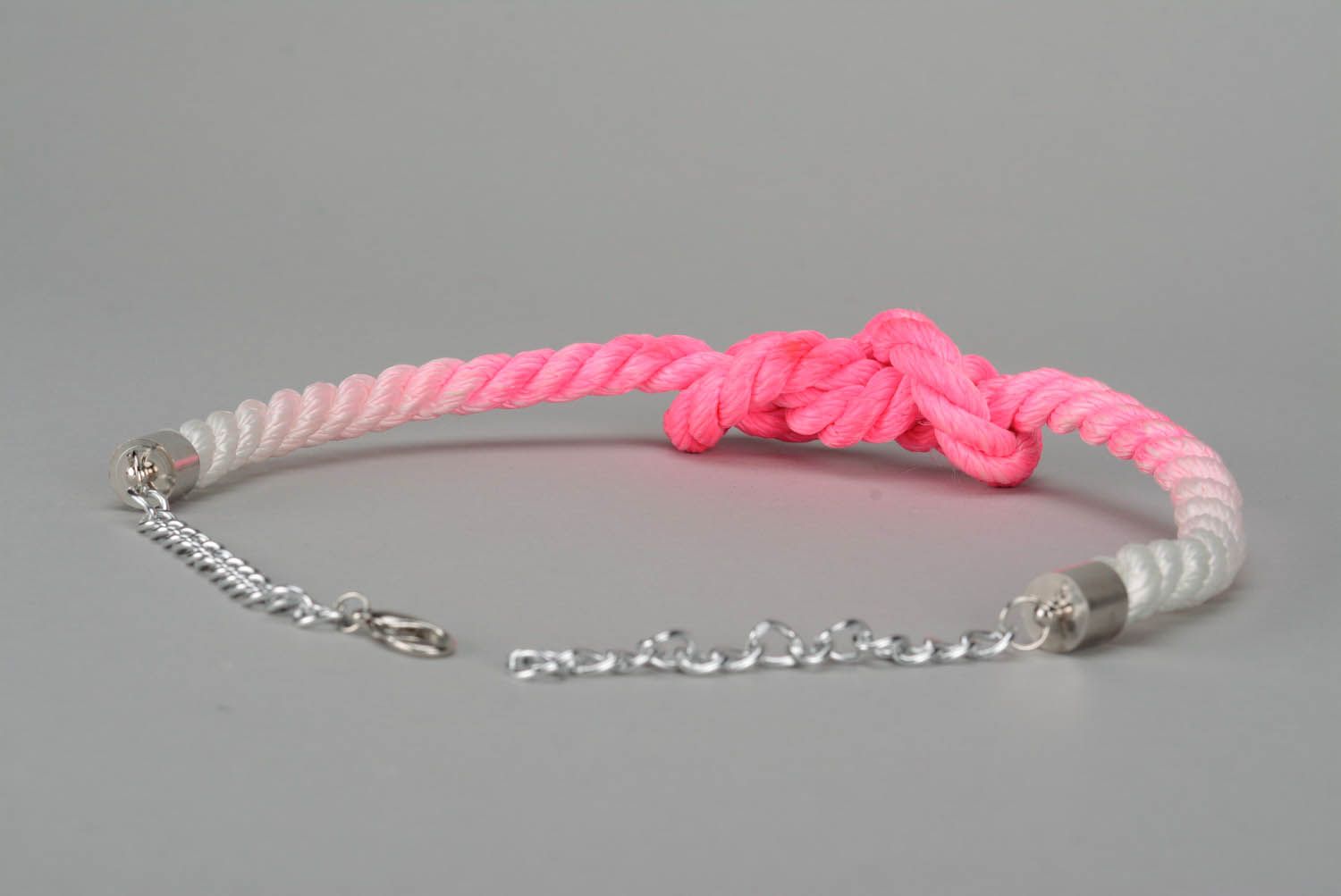 Collier nœud marin blanc rose fait main photo 3