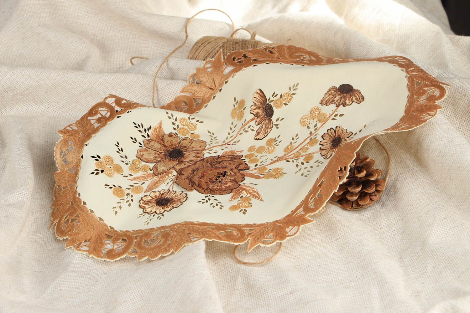 Guardanapo oval painel feito à mão Flores guardanapo decorativo de tecido foto 5