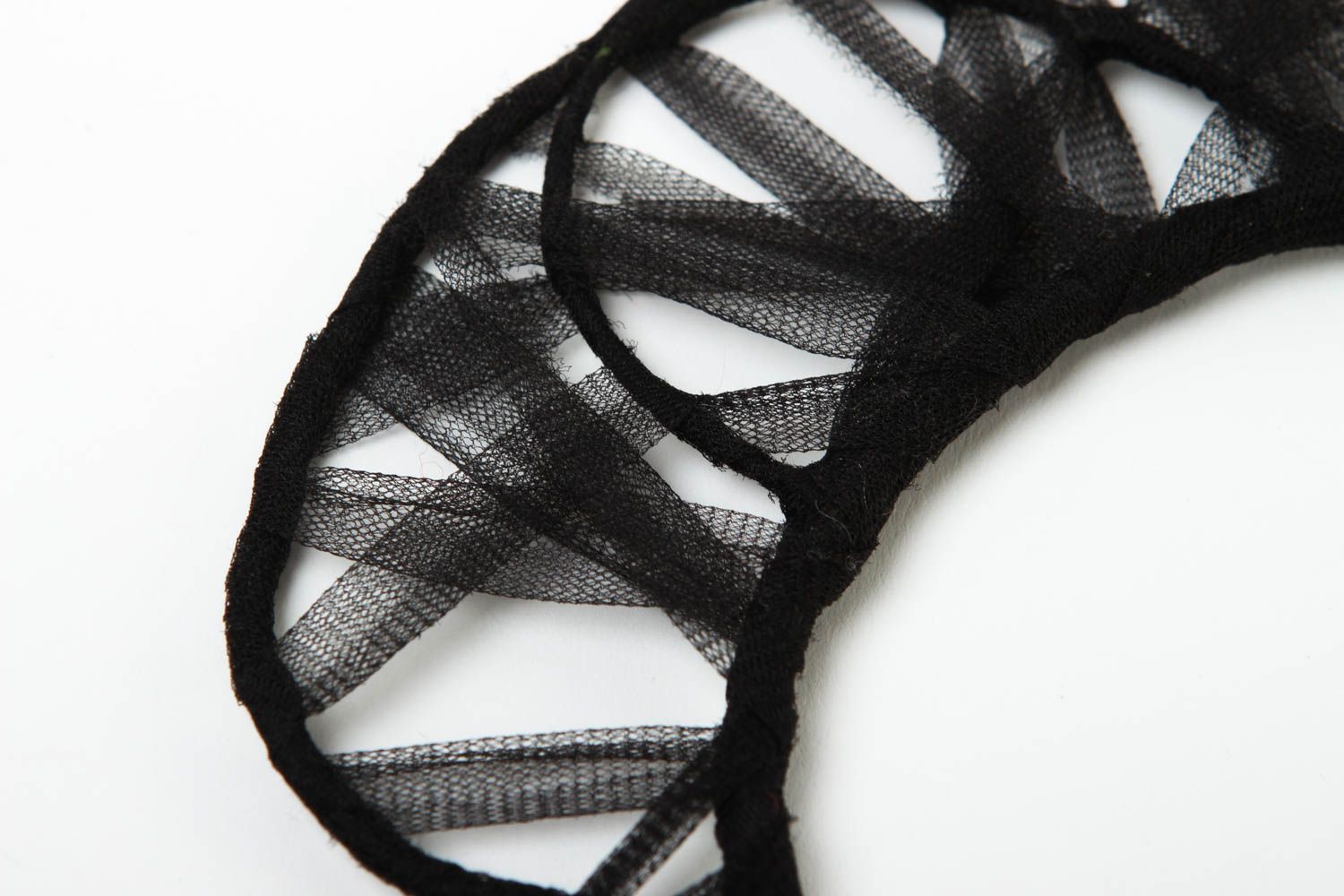 Обруч на голову ручной работы украшение для прически модная бижутерия черная фото 3