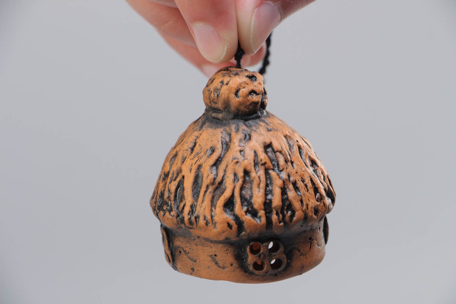 Handmade designer ceramic bell with painting for home interior decor photo 5