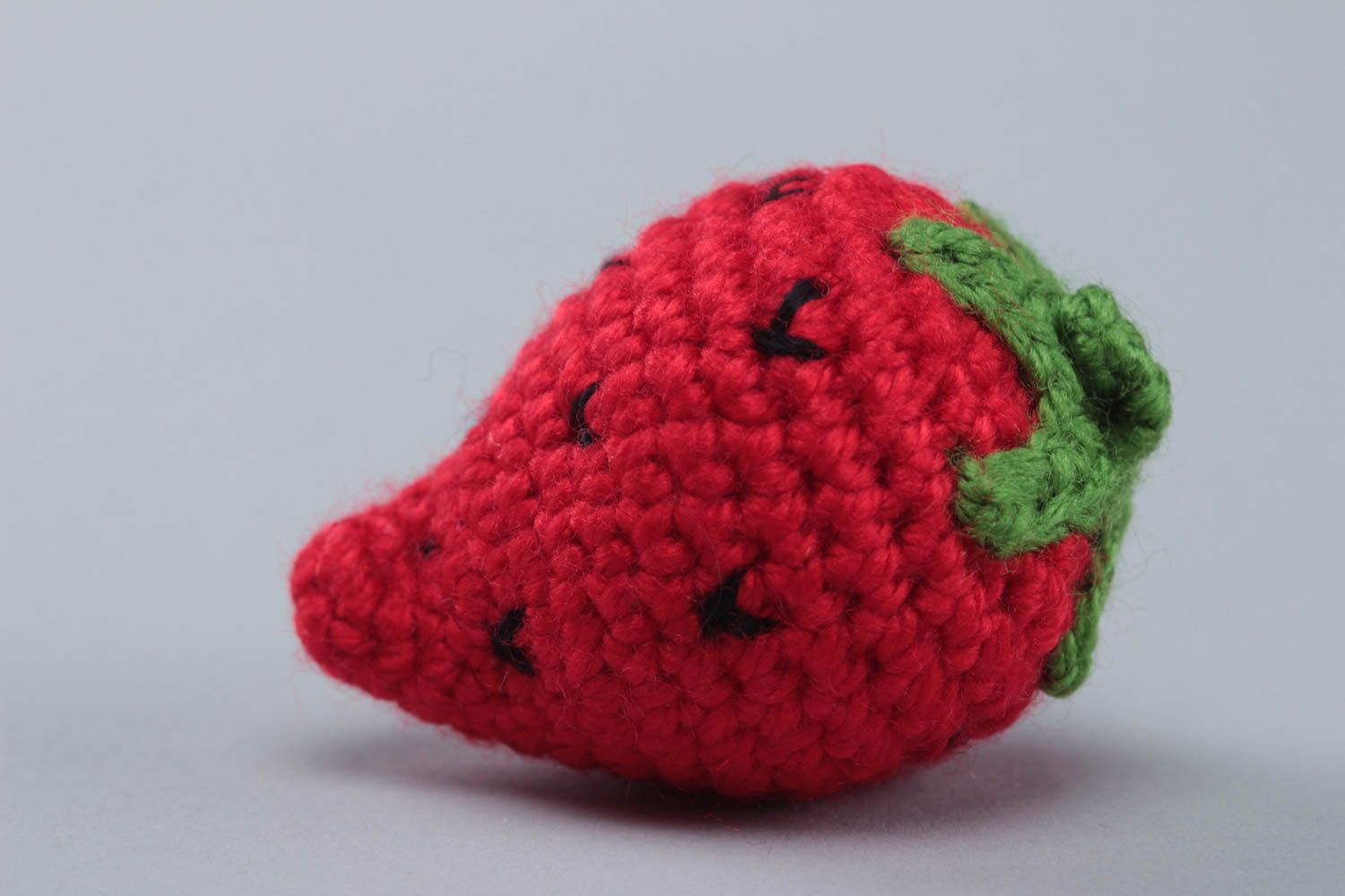Handmade small designer crochet soft toy strawberry for kids and interior decor photo 4