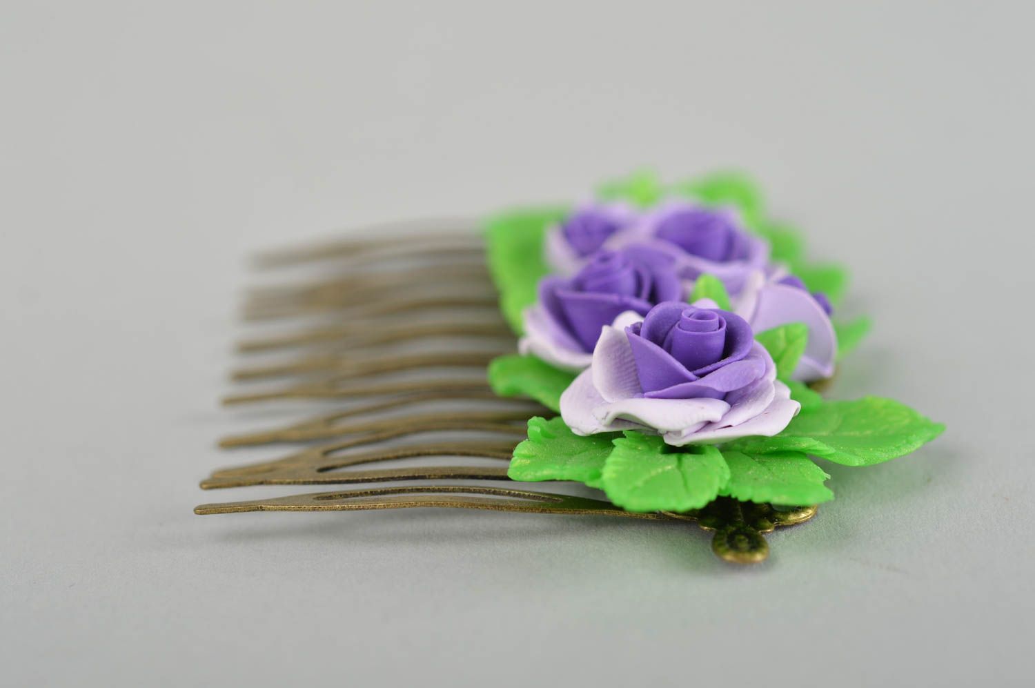 Handmade polymer clay comb flower hair accessory stylish hair comb gift photo 3