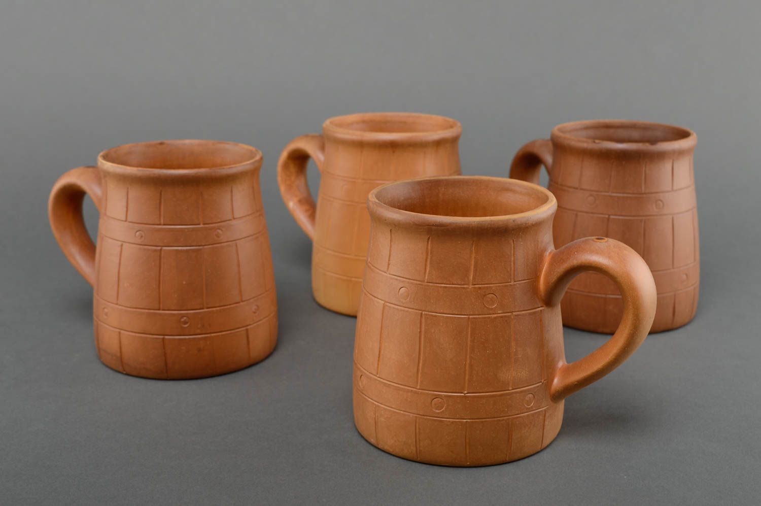 Set of 4 four 40 oz each ceramic mugs kilned with milk photo 1