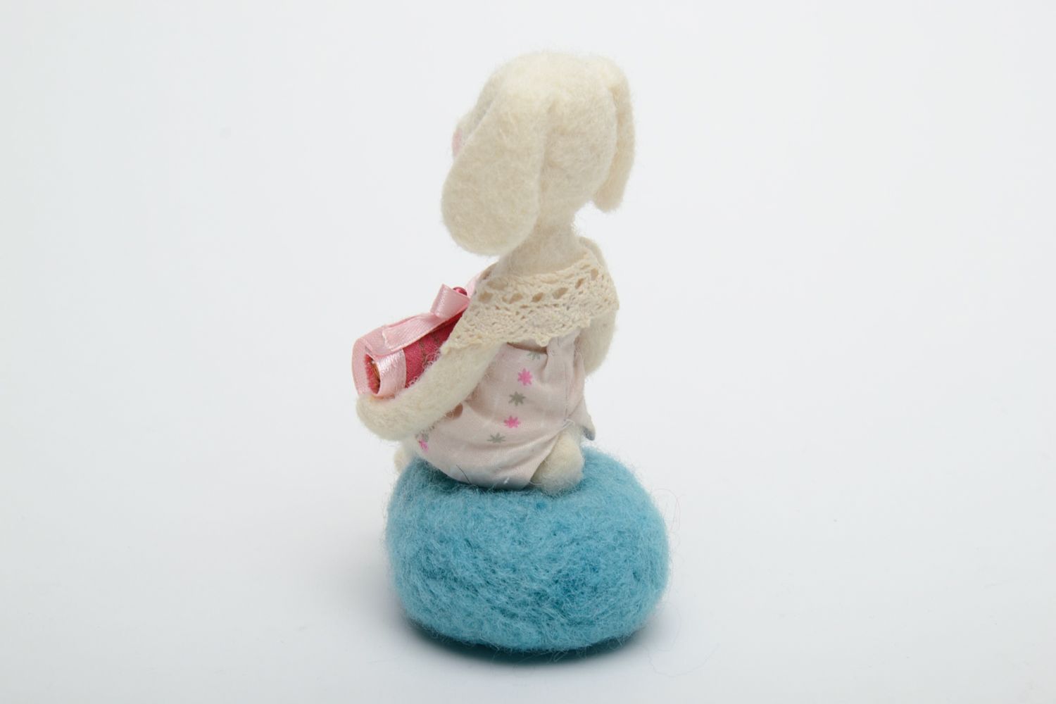 Handmade soft toy felted of wool Rabbit with Baby photo 4