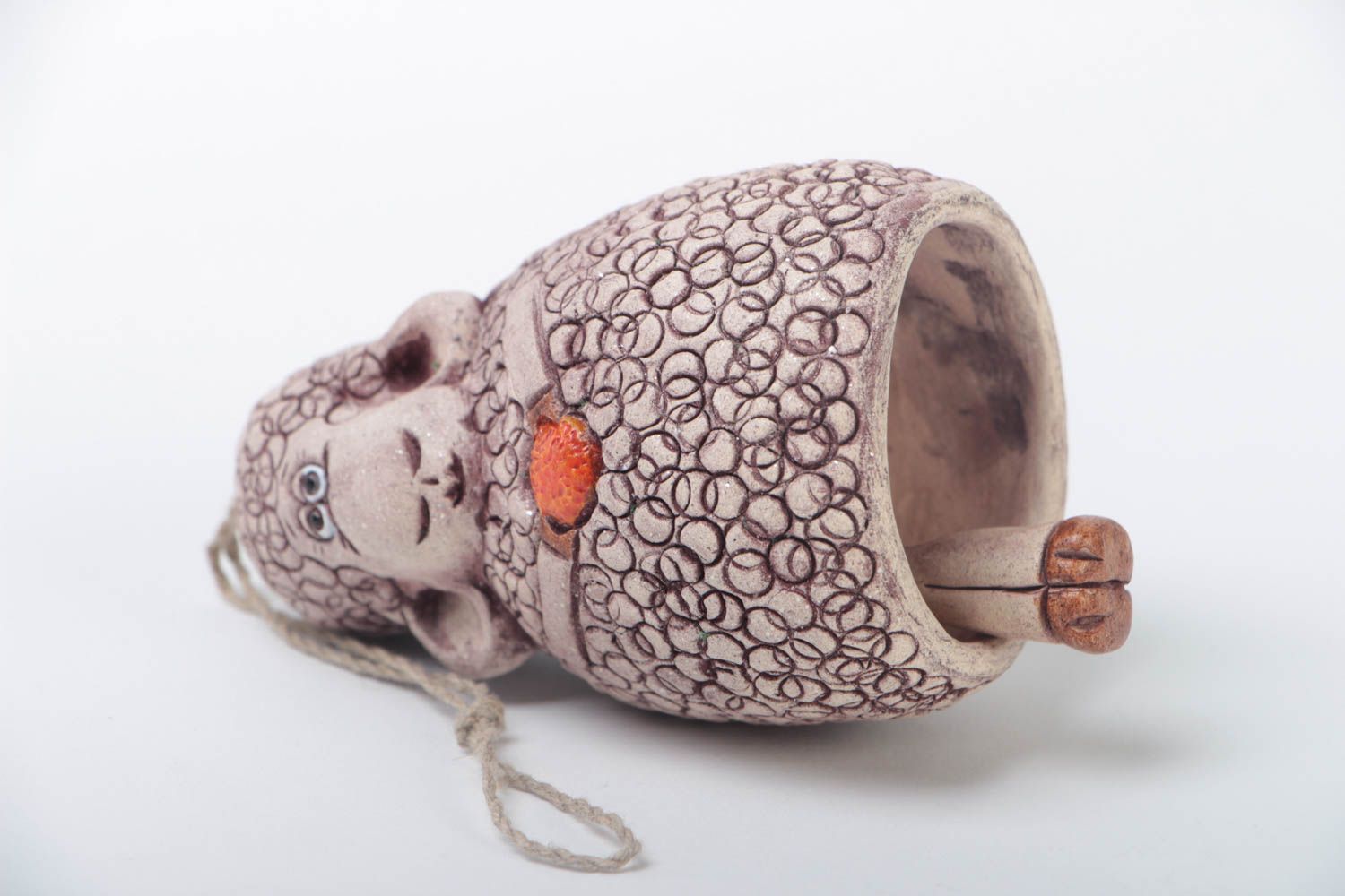 Handmade Deko Glöckchen aus Ton in Form von Schaf klein schön für Haus Dekor foto 4