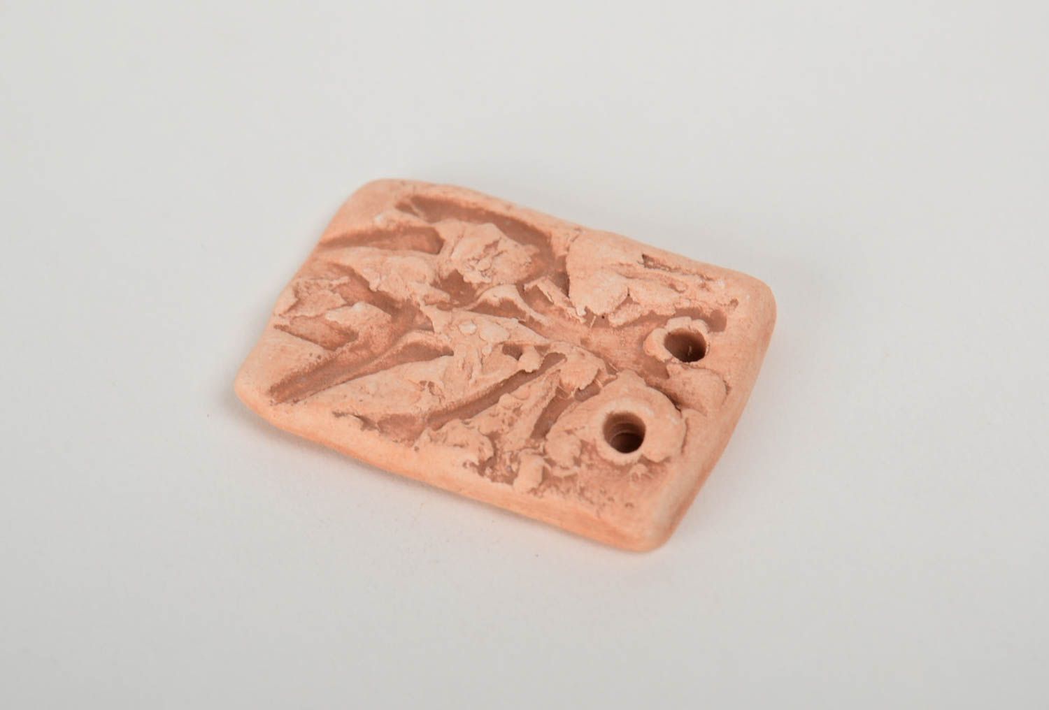 Small eco friendly handmade ceramic pendant jewelry component photo 4