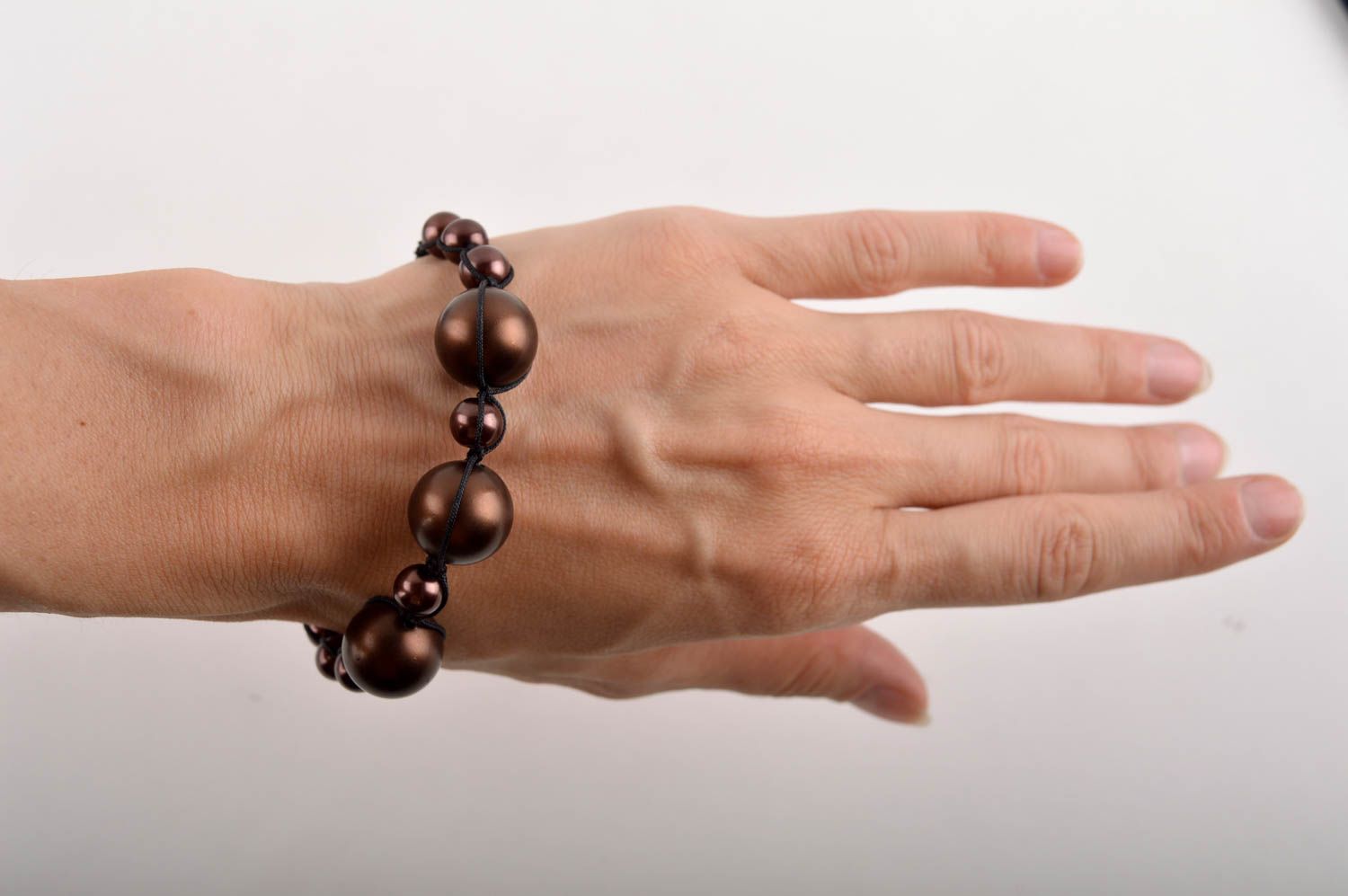 Bracelet tendance Bijou fait main perles plastiques couleur de café Cadeau femme photo 5