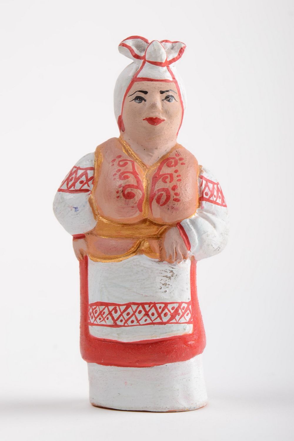 Figurine paysanne en céramique faite main peinte de couleurs décor original photo 4