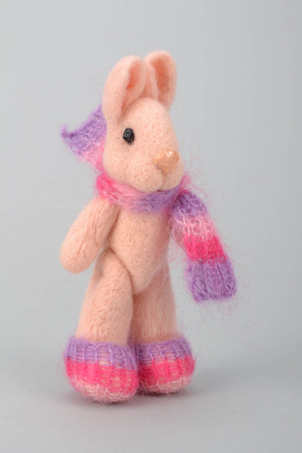Soft woolen toy Pink rabbit photo 1