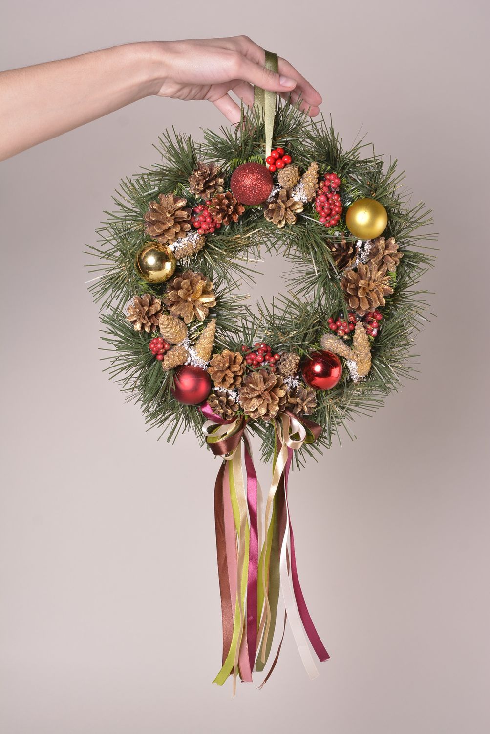 Couronne porte faite main Déco Noël Accessoire design festif satin rubans photo 2