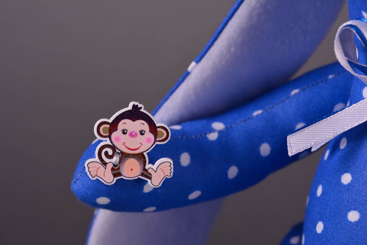 Игрушка заяц синий ручной работы стильный подарок авторская игрушка красивая фото 5