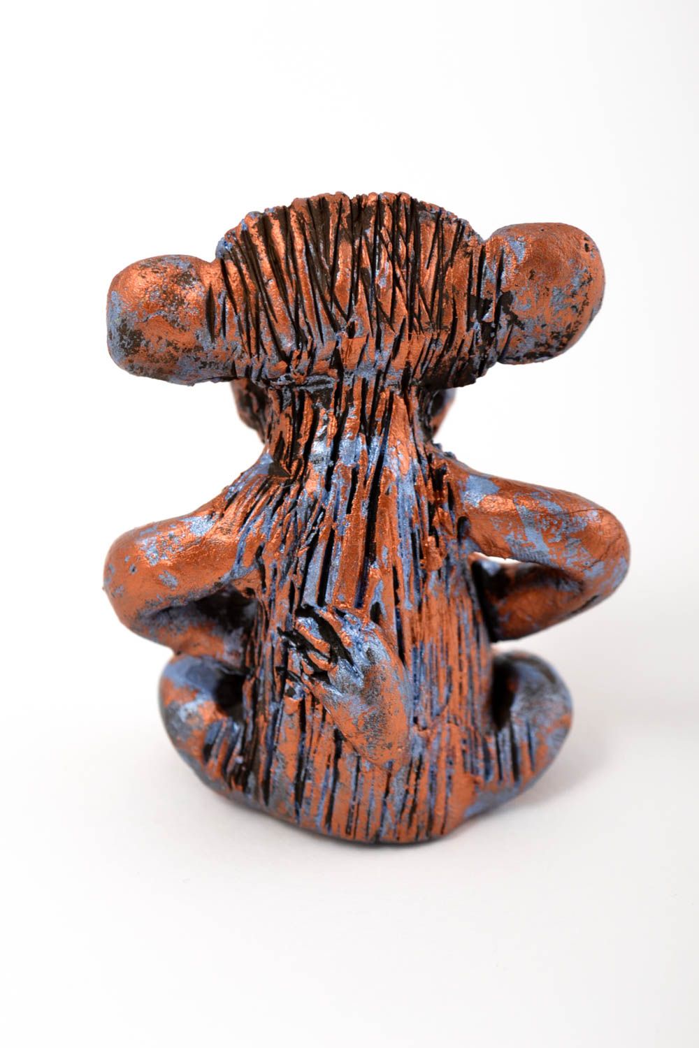 Scimmietta in ceramica fatta a mano souvenir animaletto in terracotta originale foto 3