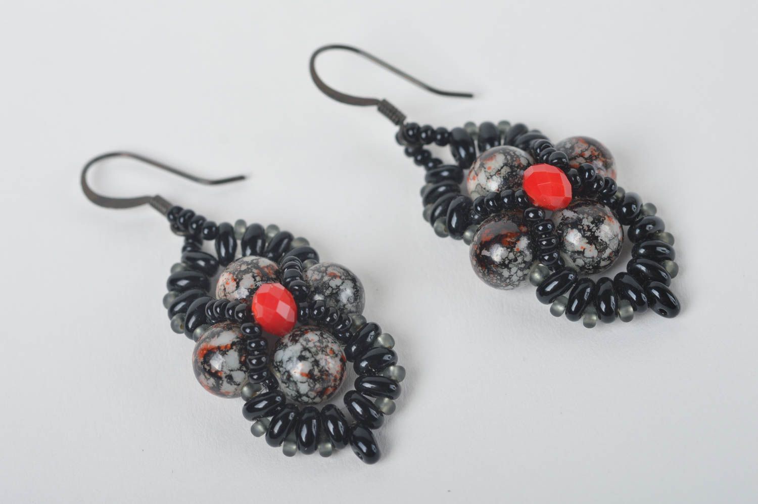 Stylish earrings with charms unusual designer earrings handmade jewelry photo 2