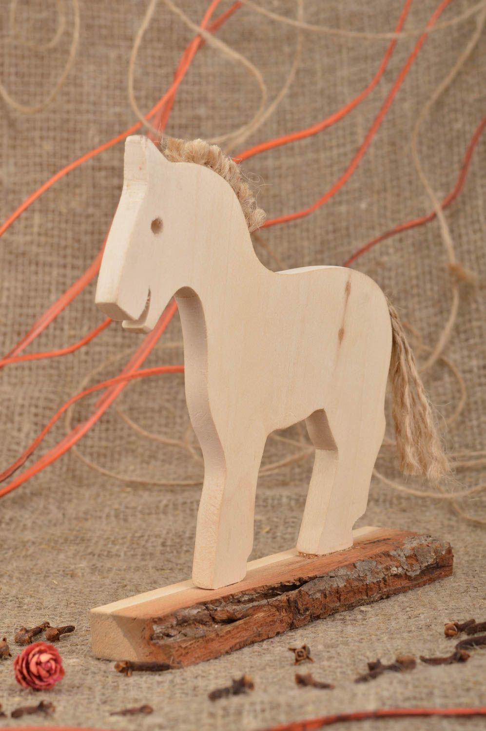 Handmade unusual cute toy horse made of wood for kids for interior decor photo 1