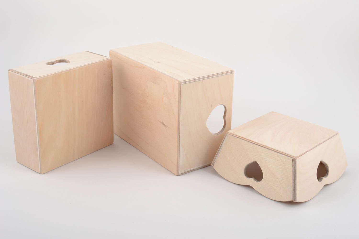 Schachteln aus Holz Set 3 Stück Rohlinge zum Bemalen oder für Decoupage handmade foto 4