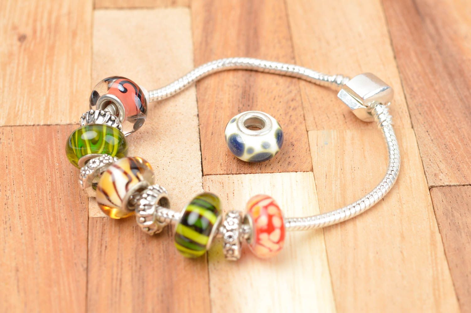 Patterned handmade glass bead stylish jewelry findings fashion accessories  photo 4