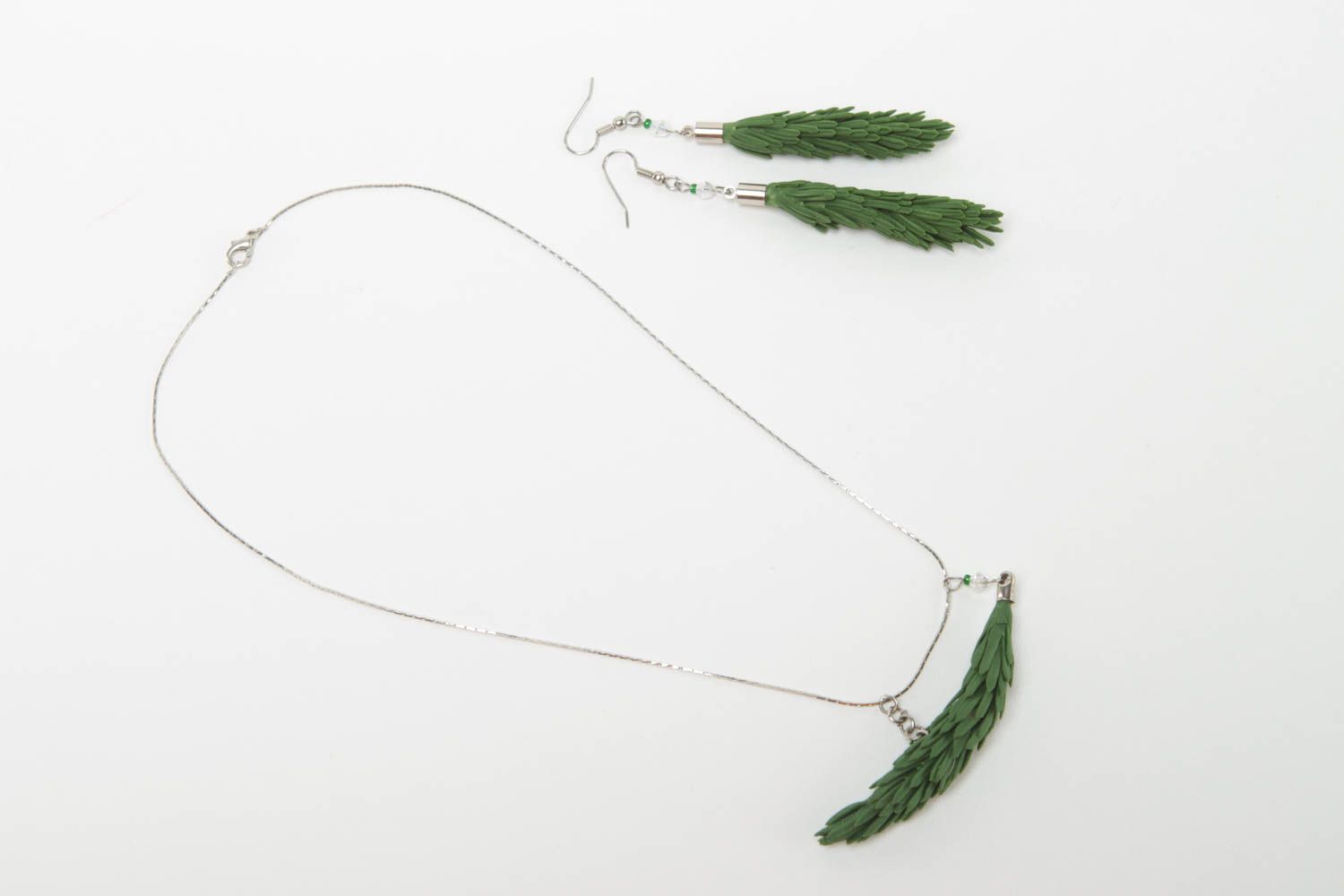 Set of jewelry handmade pendant beautiful earrings unusual pendant gift for girl photo 2