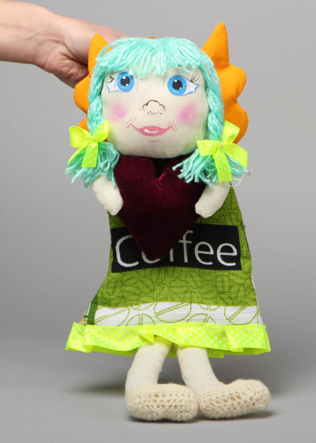 Handmade soft doll with eyelet photo 4