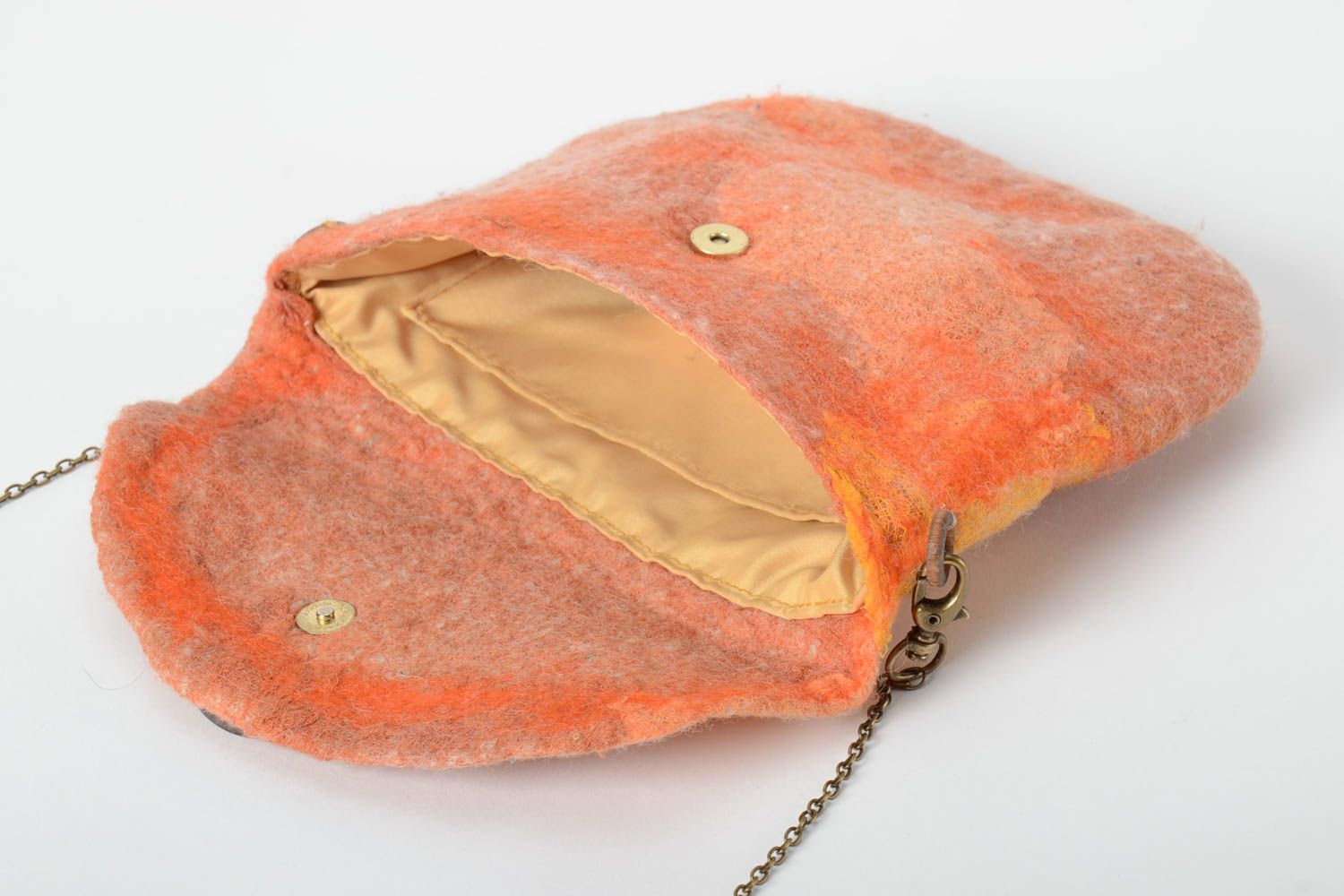 Сумка ручной работы женская сумка оранжевая через плечо из шерсти сумка валяние фото 3