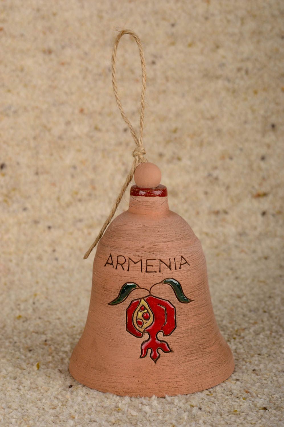 Unusual ceramic bell handmade souvenir made of clay stylish home decor photo 1