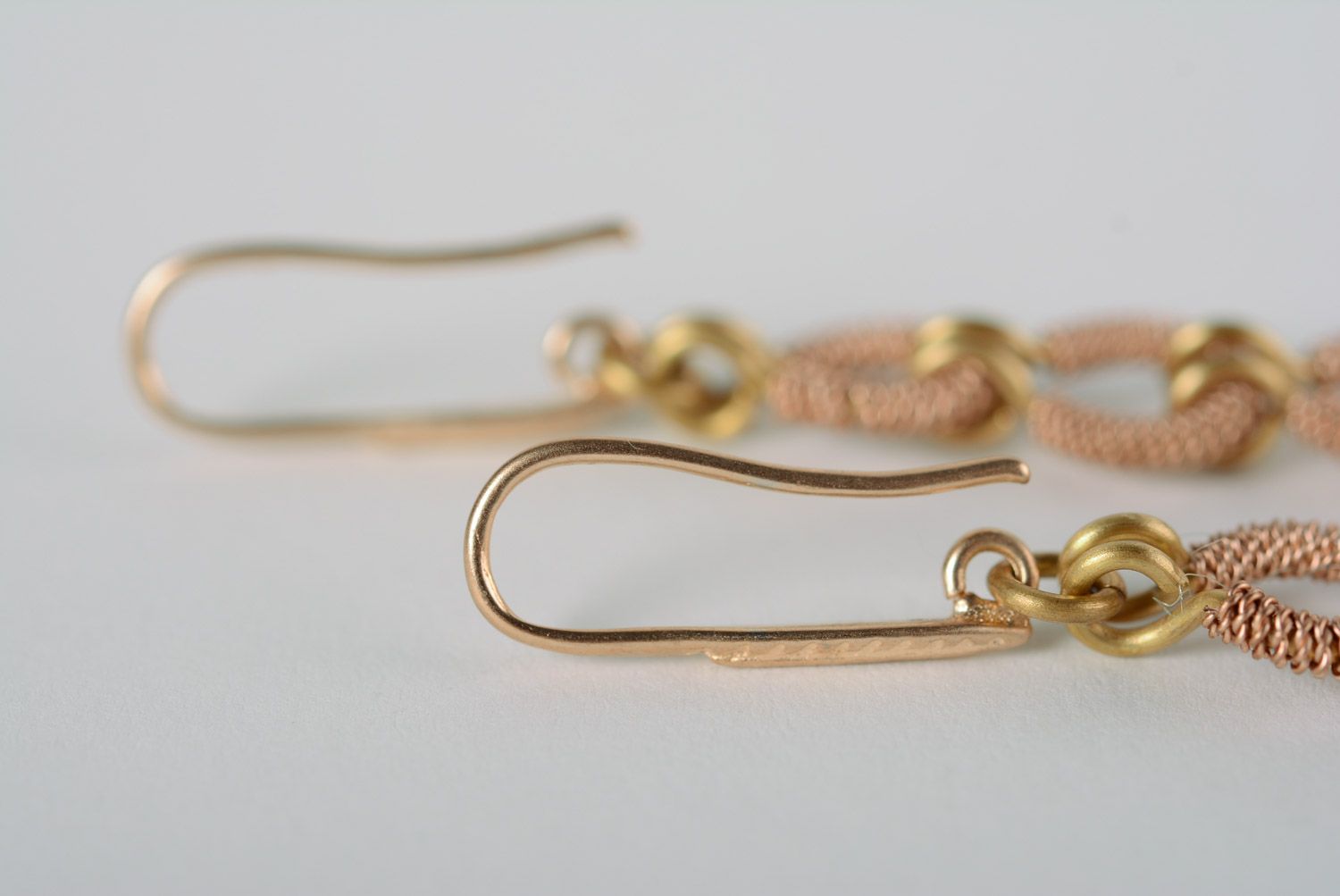 Vergoldete Ketten Ohrringe aus Metall Messing und Bronze lange handgefertigt toll foto 4