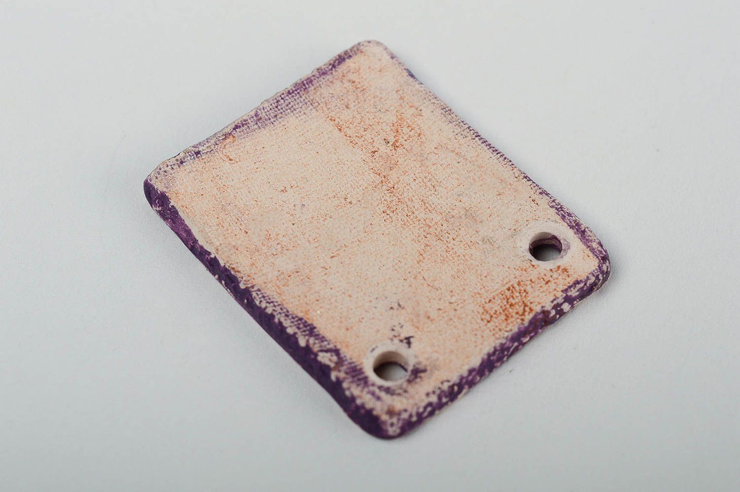 Pendentif céramique Bijou fait main violet rectangulaire Cadeau pour femme photo 4