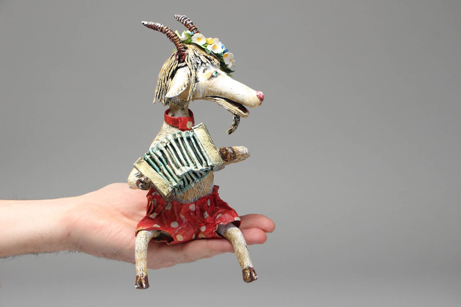 Papier mache statuette of goat photo 4