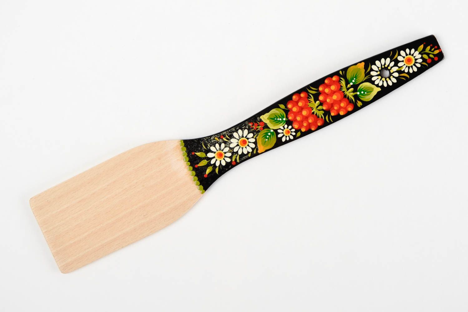 Деревянная лопатка ручной работы аксессуар для кухни деревянная посуда расписная фото 3