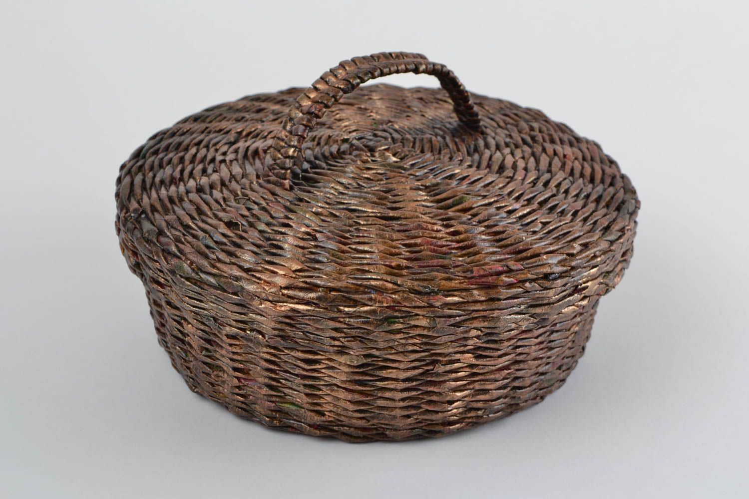 Handmade woven basket unusual present basket stylish decor basket made of paper photo 5