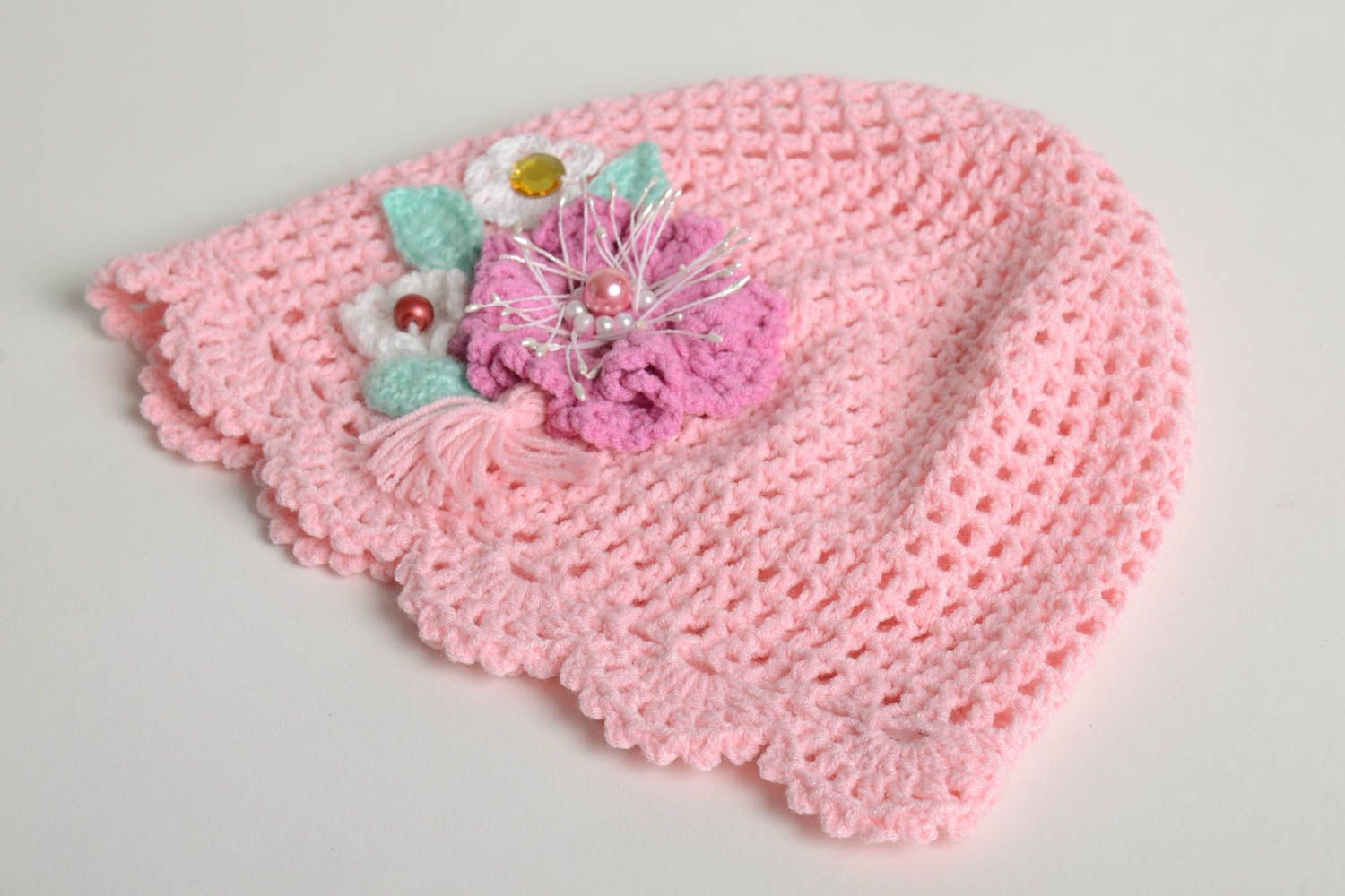 Bonnet tricot fait main Chapeau au crochet original Vêtement enfant design photo 5