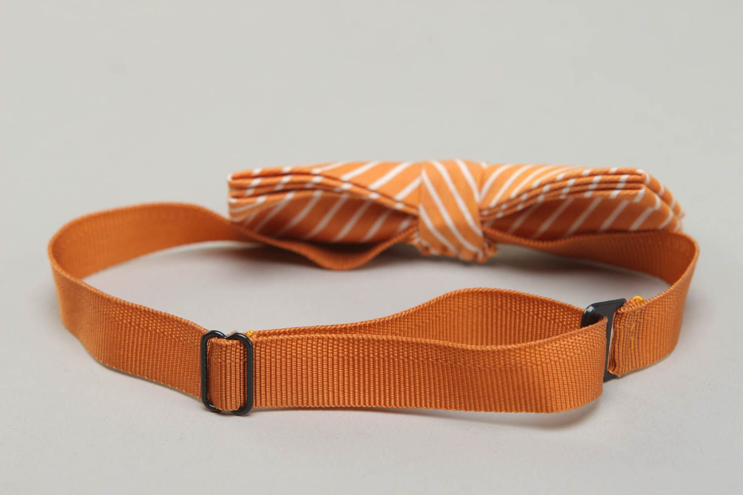 Striped orange cotton bow tie photo 3