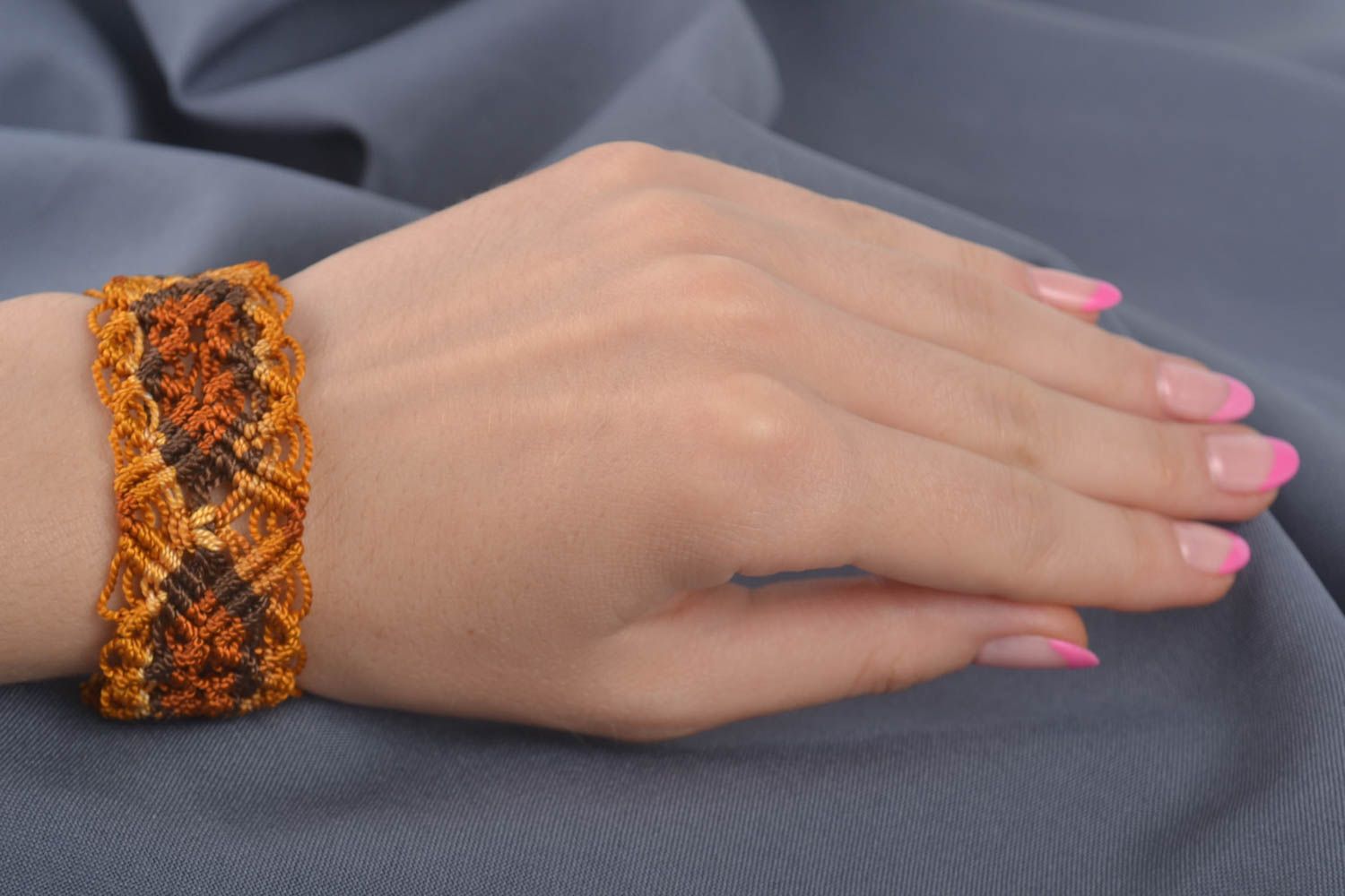 Armband Frauen Handmade Schmuck für Frauen Armband Stoff Armband Schmuck braun foto 1