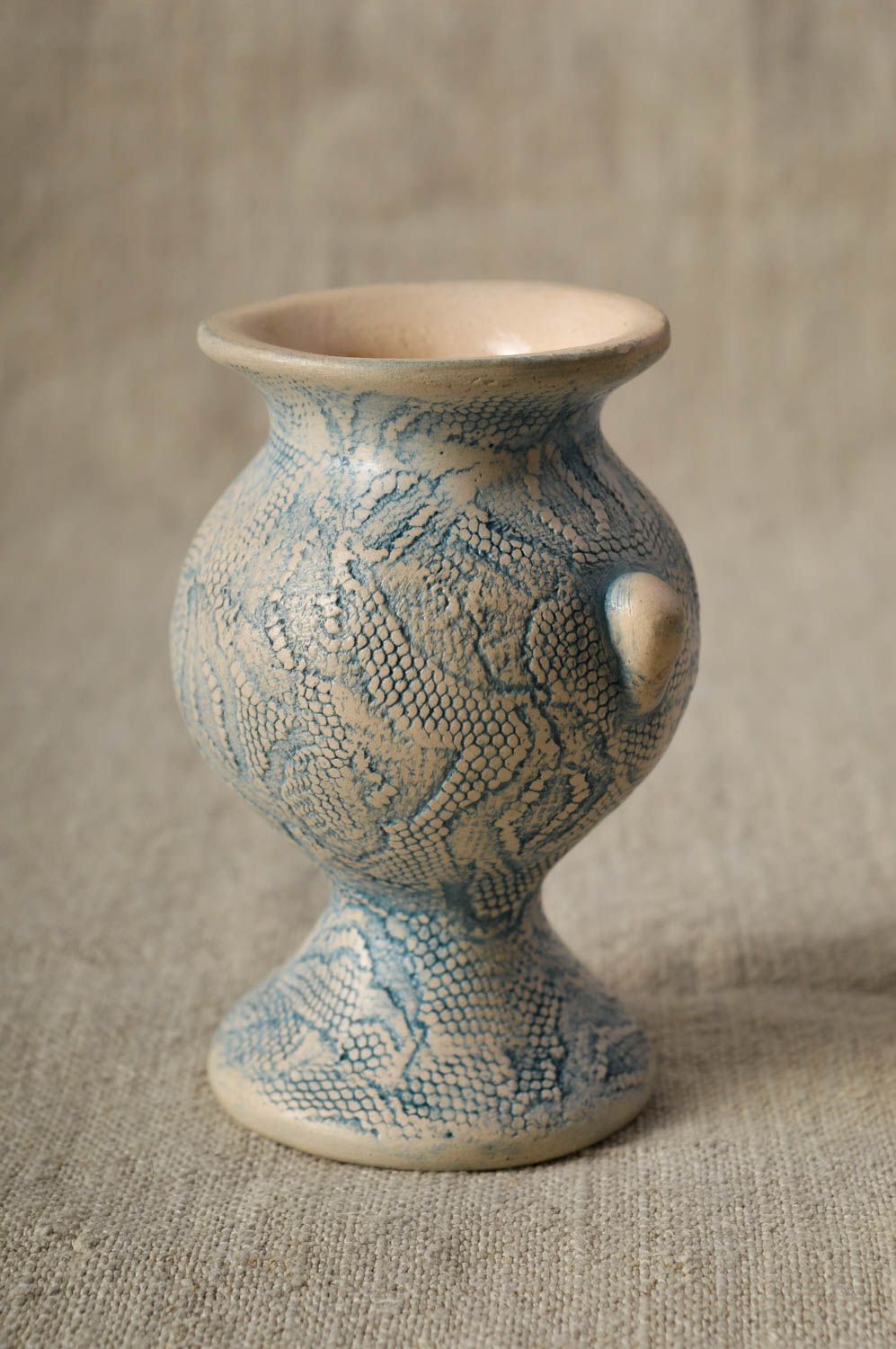 Vase argile Déco maison fait main petit design Cadeau original tons clairs photo 1