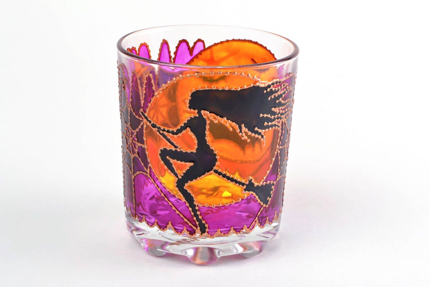 Bemalter Kerzenhalter aus Glas handmade Schmuck für Interieur Halloween  foto 3
