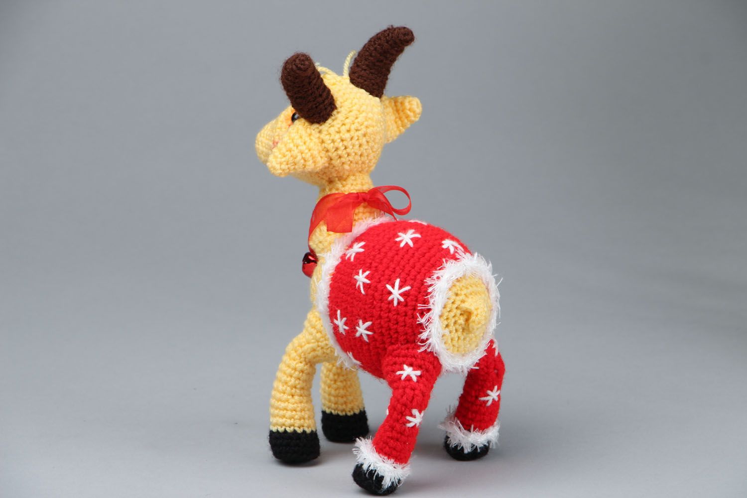 Crocheted handmade toy Christmas Goat photo 3