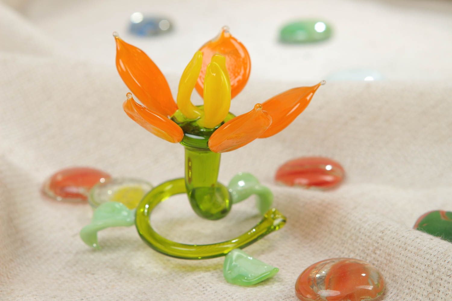 Lampwork Figurine Blume aus Glas foto 5