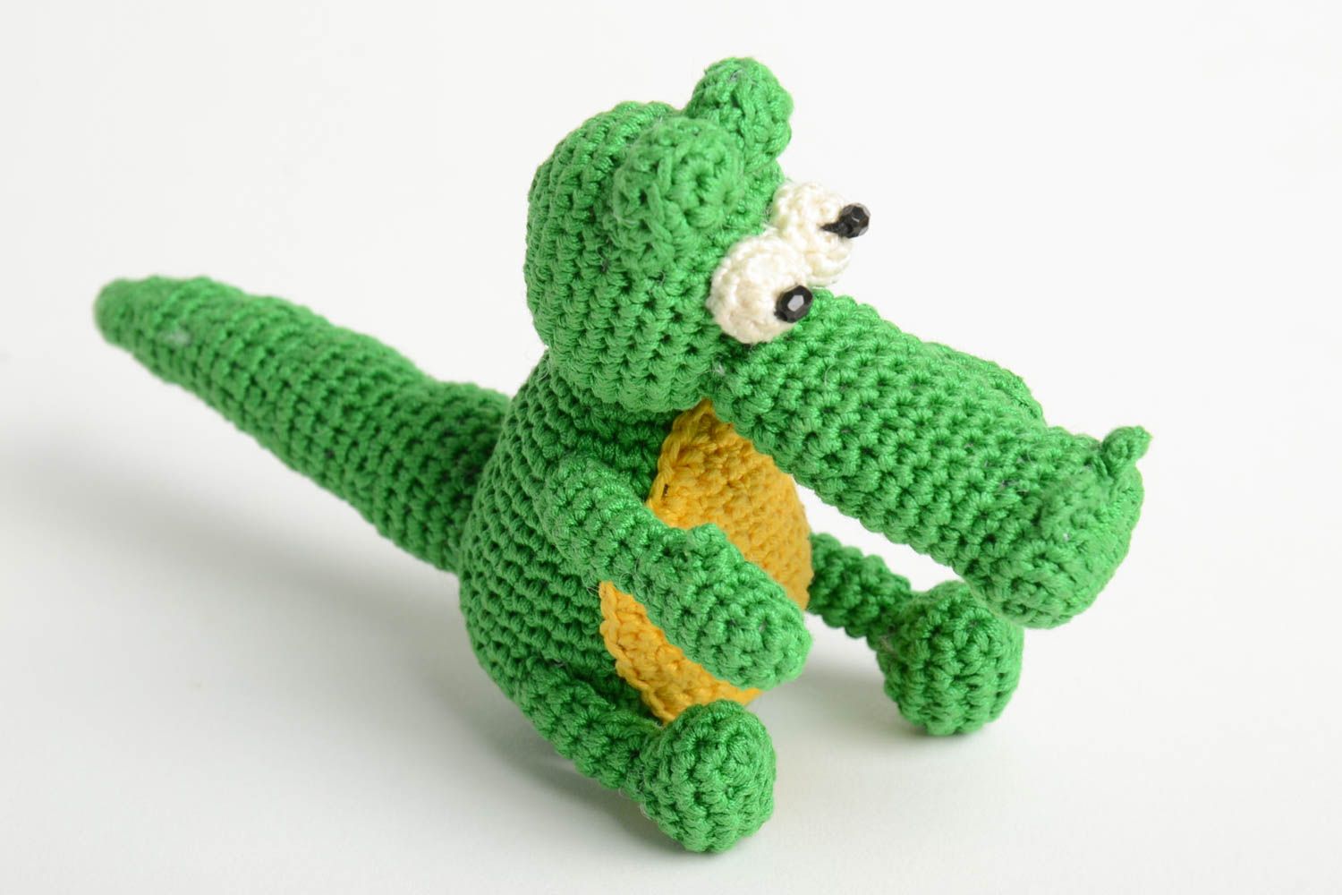 Jouet tricoté au crochet Peluche faite main Cadeau enfant original Crocodile photo 4