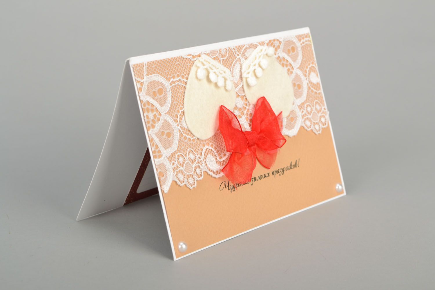Greeting card decorated with lace photo 3