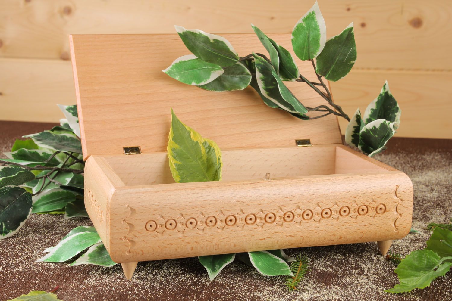 Joyero de madera artesanal rectangular  foto 1