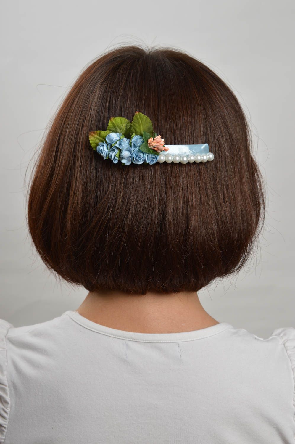 Handgemachter Blumen Haarkamm Designer Schmuck Haar Accessoire mit blauen Rosen foto 1