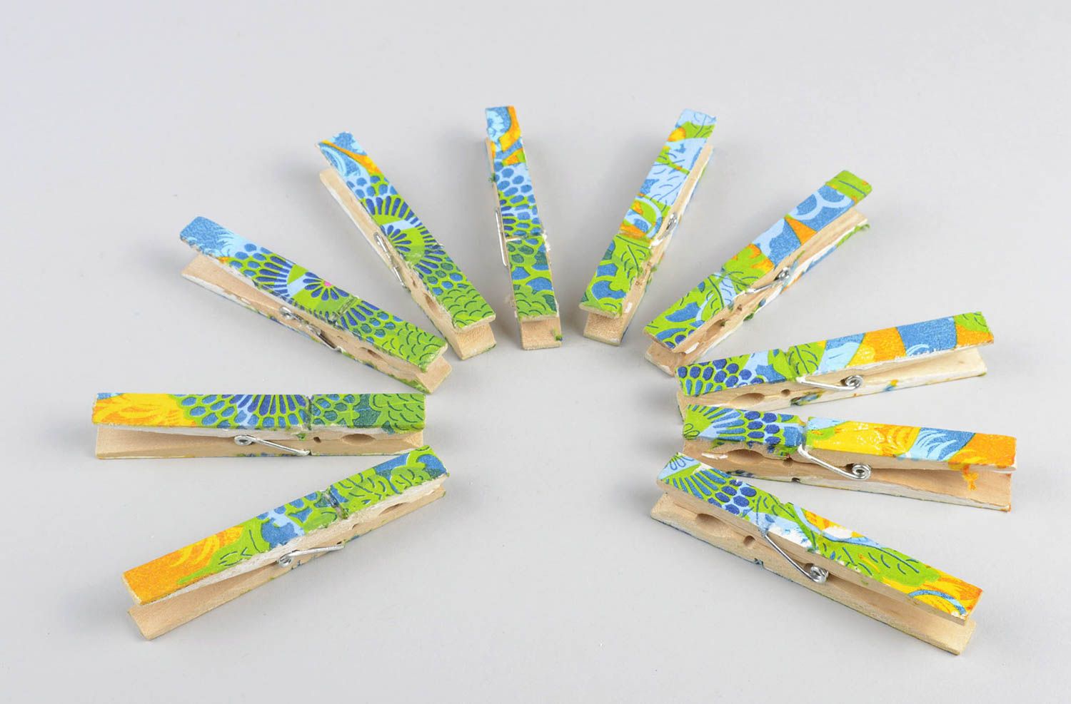 Handmade pegs unusual gift wooden pegs decorative clothespins set of 10 items photo 2