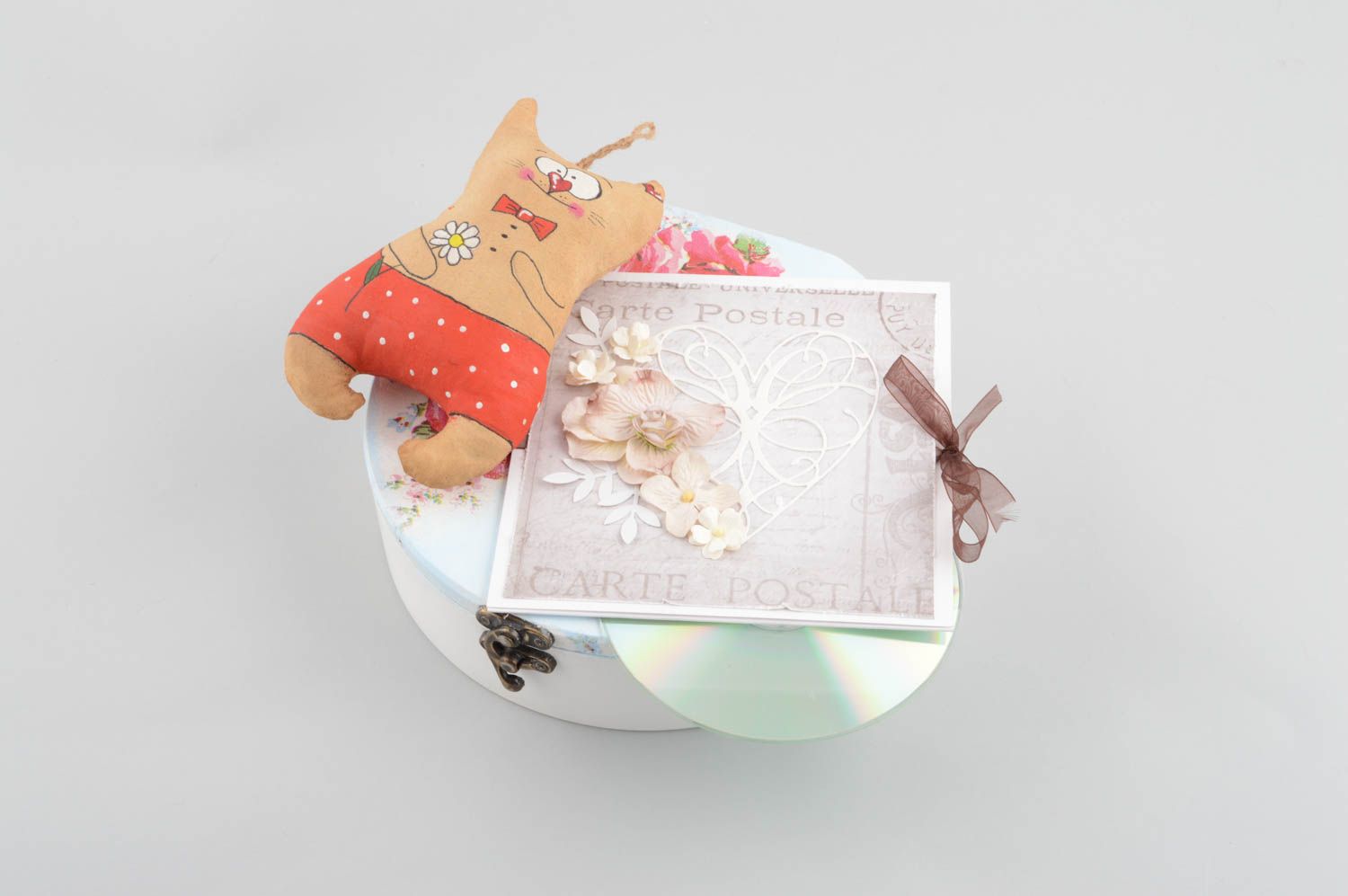 Handmade CD Papierhülle kreatives Geschenk CD Aufbewahrung mit Blumen schön foto 1