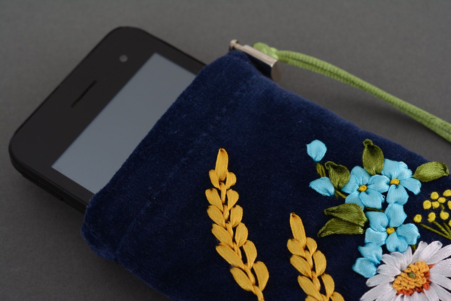 Velor phone case with embroidery photo 1