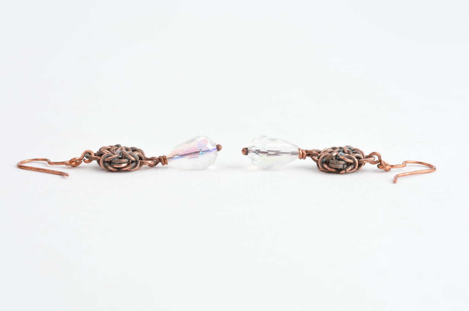 Copper earrings handmade wire wrap earrings metal earrings with charms for girls photo 2